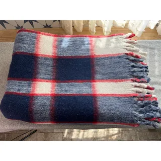 Photo of Vintage Heavy Double Face Wool Blanket Twin 68x86 Reversible Plaid Heirloom