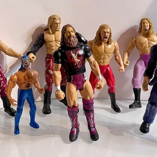 Photo of Lot of 6 WWE Wrestling Action Figures (Includes Edge, Chris Jericho, and JBL)