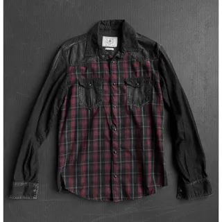 Photo of Zara Man Black Denim Plaid Western Shirt Slim Fit