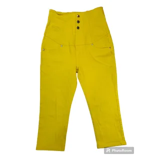 Photo of Virgin Only | Yellow, High Waist, Cropped Pants | Size 6 (Junior 7)