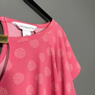 Photo of Liz Claiborne Pink Polka Dot Top Whimsy Coquette Funky - XXL - Women's Plus Size