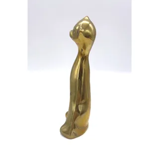 Photo of Vintage MCM Mid Century Brass Siamese Cat Mod Retro Figurine Decor 6.25" Tall