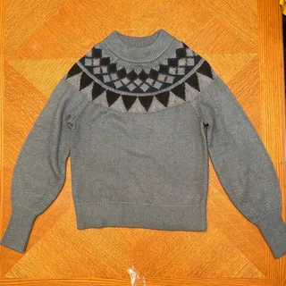 Photo of Ann Taylor Small Gray Wool Blend Fair Isle Sweater Après Ski Nordic Preppy