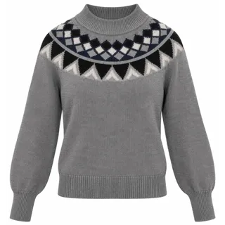 Photo of Ann Taylor Small Gray Wool Blend Fair Isle Sweater Après Ski Nordic Preppy