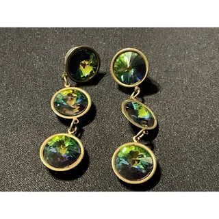 Photo of Vintage Gold Tone Watermelo Post Kaleidoscope Earrings