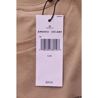 Photo of Tommy Jeans Men’s Graphic T-Shirt Size L Beige Tan Globe Logo NWT