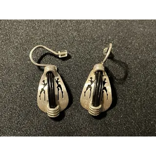 Photo of 925 Post Fish Hook Vintage Native Laser Cut Out Leather Accent