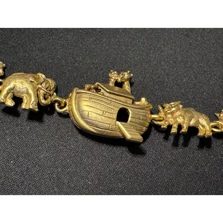 Photo of Vintage AJC Gold Tone Noah’s Ark Bracelet 6.5in