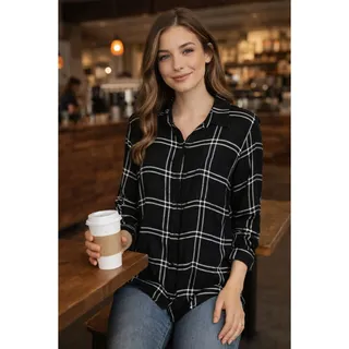 Photo of Lucky Brand Plaid Boyfriend Shirt
