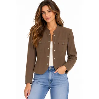 Photo of Rena Rowan Stretch Brown Military Utility Jacket in Mocha EUC Size 4