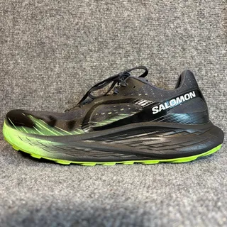 Photo of Salomon Mens 12 Glide Max TR Trail Running Shoes Black Green Hiking Sneakers