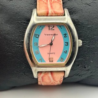 Photo of Vernier Women’s Quartz Watch featuring a Pink & Turquoise Two-tone Dial Working