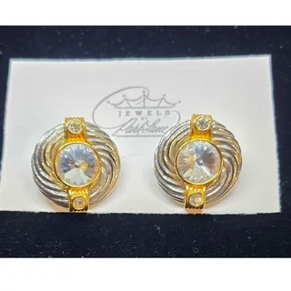 Photo of Vintage Park Lane "Razz Ma Tazz" Rivoli Crystal Clip- On Earrings NEW NOS