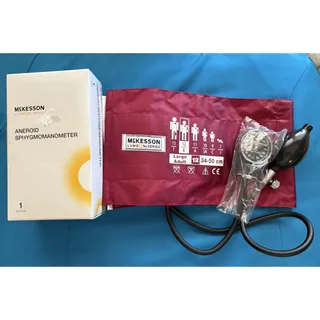 Photo of McKesson LUMEON Large Adult Cuff Deluxe Aneroid Sphygmomanometer, Burgundy New