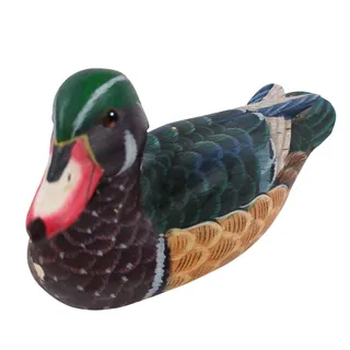 Photo of Vintage Angawa Art Studio Wood Duck Decoy Hand Carved Painted Figurine 9 Inch