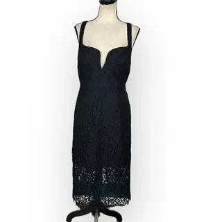 Photo of Bardot Adeline Midi Dress Women's 6 Black Sheath Sleeveless Plunge Neck NWT