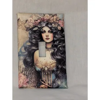 Photo of Floral Goddess Switch Plate Cover - Decorative Wall Art in Multi-Color