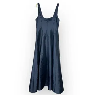 Photo of Alfred Sung Maxi Gown Women's 14R Navy Blue Square Neck Satin A-Line Sleeveless