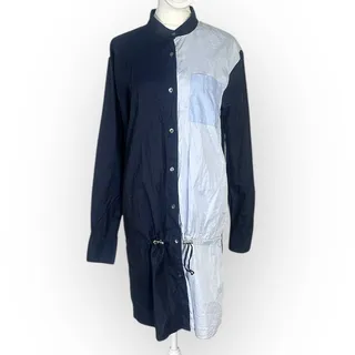 Photo of PUBLIC SCHOOL Masika Shirt Dress Womens 6 Navy Blue Drawstring Colorblock Cotton