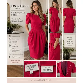 Photo of Vintage Jos A Bank Clothiers Silk Dress Petite 6