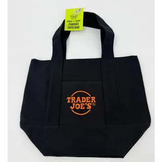 Photo of Trader Joe's Trick or Treat Mini Canvas Tote Bag Black Halloween 2025 NWT