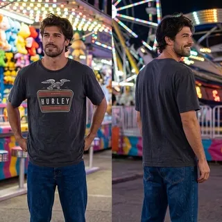 Photo of Hurley Black Eagle Graphic Short Sleeve Logo T-Shirt Men's XL 48 Chest Tee