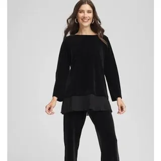 Photo of Chico's Travelers Chiffon Hem Velvet Black Tunic 3 XL - 16