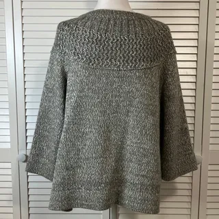 Photo of Dressbarn Marled Knit Cardigan Sweater 14/16 XL Gray 3/4 Bell Sleeve