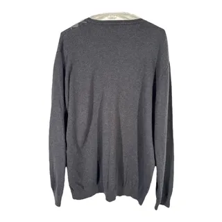 Photo of Claiborne Mens L Argyle V Neck Sweater Dark Gray Purple Diamond Knit Pullover