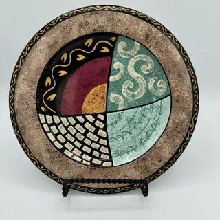 Photo of DIFF ON P AND M Vtg Salad Plate by Sakura in Kyoto Pattern Sue Zipkin 1997 Memphis Post Modern