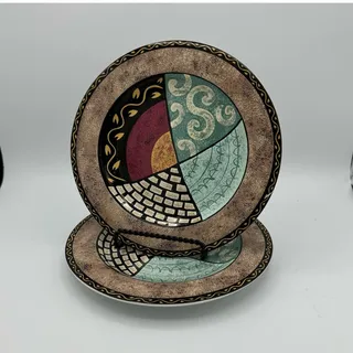 Photo of DIFF ON P AND M Vtg Salad Plate by Sakura in Kyoto Pattern Sue Zipkin 1997 Memphis Post Modern