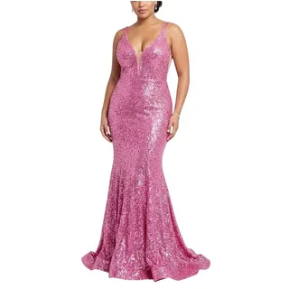 Photo of Jovani 22824 Fuchsia Pink Evening Gown Sequined Backless Mermaid Dress Size 18