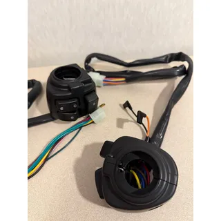 Photo of Motorcycle Handlebar Switch Assembly JCF-306-BL Black Pair with Wiring Harness
