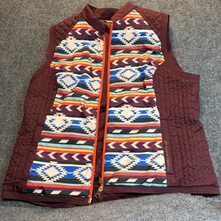 Photo of Noble Outfitters Womens Reversible Vest XL Burgundy Maroon Southwest Aztec Print
