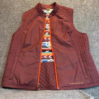 Photo of Noble Outfitters Womens Reversible Vest XL Burgundy Maroon Southwest Aztec Print