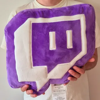 Photo of Official Twitch Glitch Logo Pillow Plush 14" Purple Gaming Room Decor