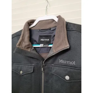 Photo of Marmot Hawkins Fleece Full Zip Jacket Gray Button Snap Pockets Mens Large