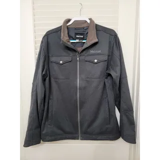 Photo of Marmot Hawkins Fleece Full Zip Jacket Gray Button Snap Pockets Mens Large