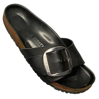Photo of Birkenstock Madrid Big Buckle Slide Sandal Women Sz 8.5 / 39 Black Leather