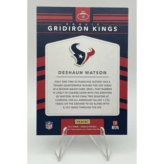 Photo of Deshaun Watson  #12 2017 Donruss Rookie Gridiron Kings RC Houston Texans