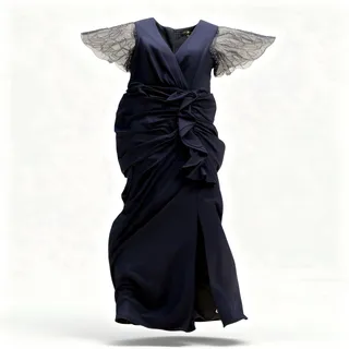 Photo of Betsy & Adam Womens Evening Gown 6 Blue Floor-Length Work Sequin