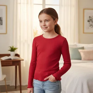 Photo of Art Class Girls’ Red Long‑Sleeve Top – Size L (10/12) – NWT