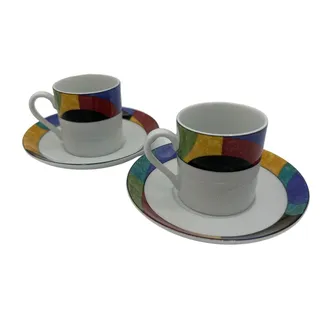 Photo of Vintage Mikasa Currents Demitasse Cup and Saucer Sets 4 pieces (2 cup, 2 saucer)