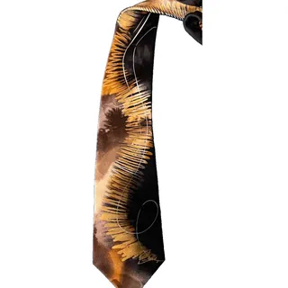 Photo of Jerry Garcia Birdland Collection 61 Tie Abstract art Brown Yellow 100% Silk