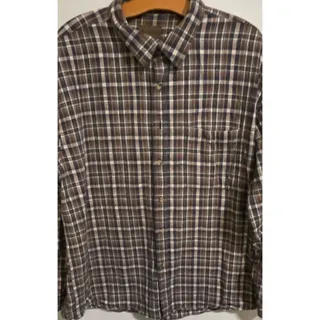 Photo of Massimo Dutti Men’s Plaid Flannel Button Up Shirt Brown Blue White XL Pockets