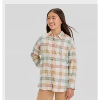 Photo of Art Class girls Sz 14 XL Plaid Long Sleeve Button-Front pink flannel Shirt
