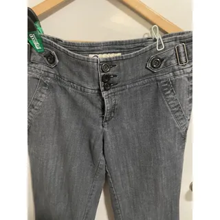 Photo of Boom Boom Jeans Pants Womens 11 Gray Wide Leg Trouser Jeans Button Stretchy