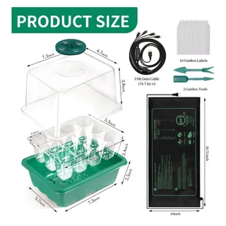 Photo of Homiton 4-Pack Reusable Indoor Seed Starter Tray Kit w/ Grow Light & Heat Mat
