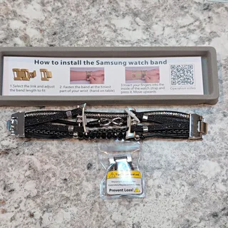 Photo of Boho Samsung Galaxy Metal Strap Band Silver & Black for Samsung Galaxy Watch