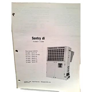 Photo of Thermo King Sentry di Refrigeration Unit Part Catalog Manual TK 8393-1 (10-89)